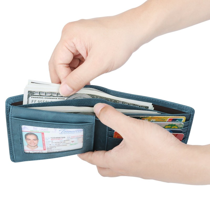 Wallet for Men-Genuine Leather RFID Blocking Bifold Stylish Wallet With