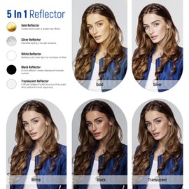 NEEWER 12"/30cm Light Reflector Light Diffuser 5 in 1 Collapsible Multi Disc with Bag - Translucent, Silver, Gold, White, and Black for Photography