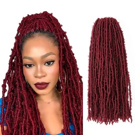 BOHOBABE 18 Inch Light Weight Butterfly Locs Crochet Hair 8 Packs Long Burgundy Distressed Butterfly Faux Locs Crochet Hair, 118#