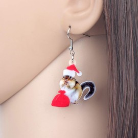 BAMAY Acrylic Christmas Hat Squirrel Earrings Dangle Gifts Novelty Jewelry for Women Girls Charms (Multi)