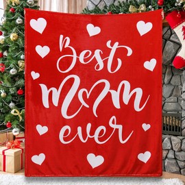 Magicoco Mum Gifts for Mothers Day, Blanket Gifts for Mum from Daughter Son, Mum Birthday Gifts Presents for Mum Mummy, Best Mum Ever Blanket 130x150 cm Blanket (Red)