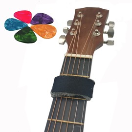 2PCS Guitar String Mute Damper, Guitar Fingerboard Mute Tape Adjustable String Cover Fiber Tape for Acoustic Guitar Electric Guitar Bass with 5 Picks (B02)