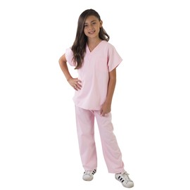 ACTIVE UNIFORMS Kids Scrubs Set Super Soft Children Scrub Set Kids Doctor Dress up (12/14, Pink)