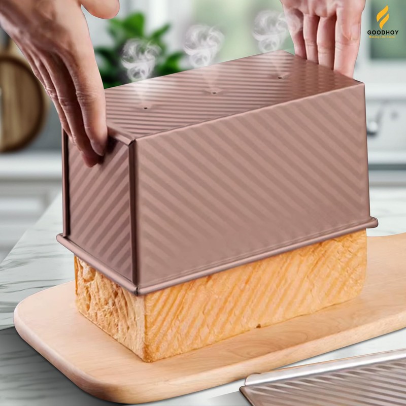 Goodhoy 1lb+2lb set Nonstick Pullman Loaf Pan With Lid For