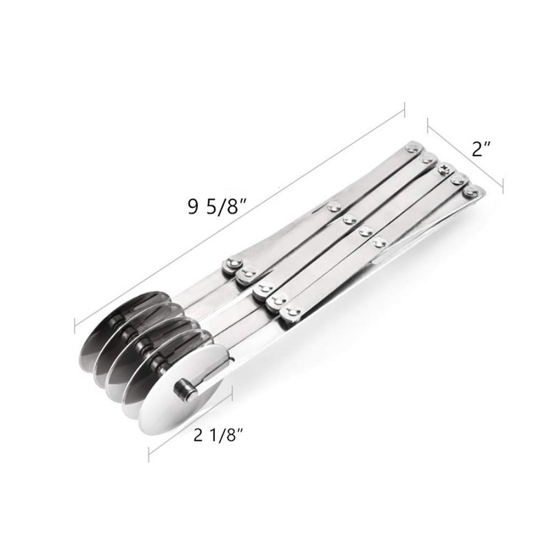 5 Wheel Stainless Steel Pastry Cutter,Expandable Pizza Slicer,Adjustable Baking Cutter