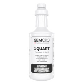 GemOro Jewelry Cleaner Solution Concentrate for Ultrasonic Machines | Professional Performance Liquid Cleans Rings Watches Glasses Earrings & Coins | Compatible with Diamond Gold & Silver (1 Quart)
