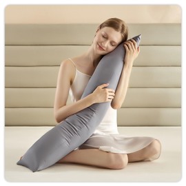 MIOTO 6.5lbs Weighted Body Pillow for Adult - Weighted Pillow for Better Sleep, Cooling Body Pillow with Tencel Cover, Long Pillow for Bed, Ideal Side Sleeper Pillow(41" x 10", Grey)