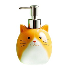 RockTrend Orange Cat Ceramic Soap Bottle Lotion Bottle Soap Dispenser with Pump