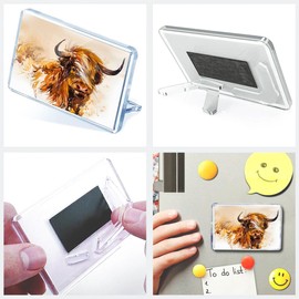 Classic Rectangle Magnet with Stand - Highland Cow Cattle Art - Fridge Locker Office Whiteboard Toolbox #51156