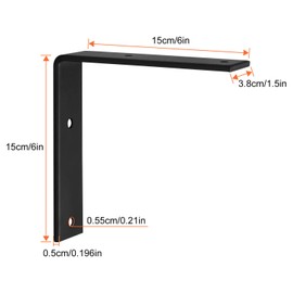 4 Pack Heavy Duty Black Metal Shelf Brackets 6x6 inch, STARVAST Wall Mounting L Angle Bracket, Rustic Industrial Floating Shelf Brackets 5mm Thick Countertop Support Bracket - Includes Screws