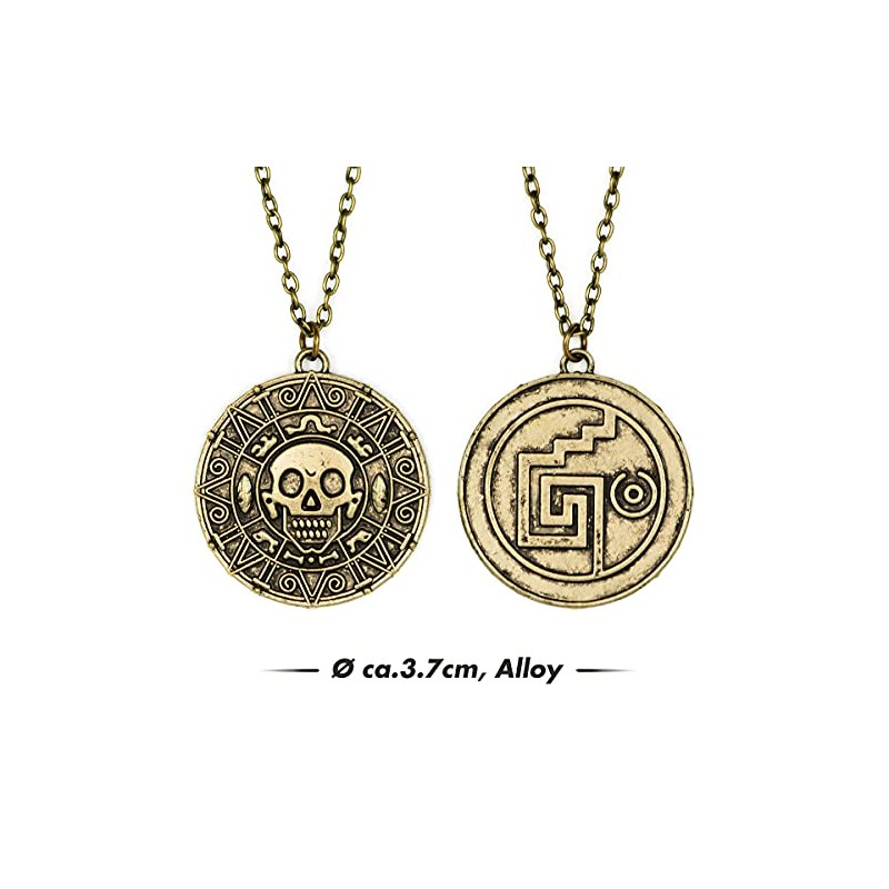 papapanda Pirata Jack Bussola Moneta Azteca Collana Set