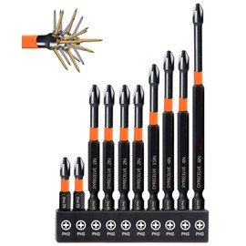 10-Pack 2 Phillips Bits- Phillips Bits #2 Impact Magnetic- PH2 Bits 1-2-3.5-4-6-Inch Long Phillips Head Drill Bits- S2 Alloy Steel Phillips Screwdriver Bits-Phillips Bit Set 1/4 Hex Shank Screw Bits
