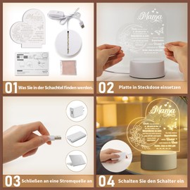 Giftasy Geschenke für Mama – LED Acryl Nachtlicht Lampe, Geburtstagsgeschenk für Mama, Geschenk für Mama Geburtstag, Besondere Geschenke Mama, Geburtstag für Mama, Weihnachtsgeschenke