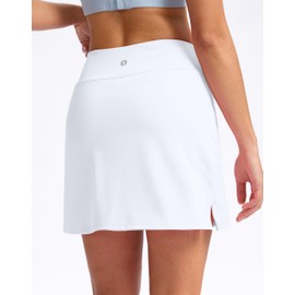 SANTINY 16" Skorts for Women with 2 Pockets High Waisted A Line Pickleball Golf Skort Casual Athletic Tennis Skirt (White_L)