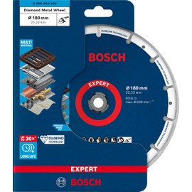 Bosch 1 x Expert Diamond Metal Wheel Large Cutting Discs (for Cast Iron, Stainless Steel, Diameter 180 mm, Professional Accessories, Large Angle Grinder)