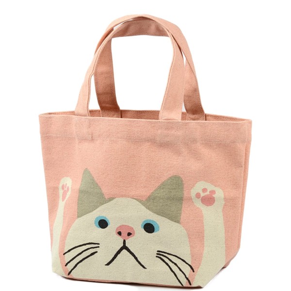 Friends Hill RW-303-138 Mini Tote, Zoom Turchan, Pink, Gusset, Inner Pocket, Cat, 7.9 x 11.8 inches (20 x 30 cm)
