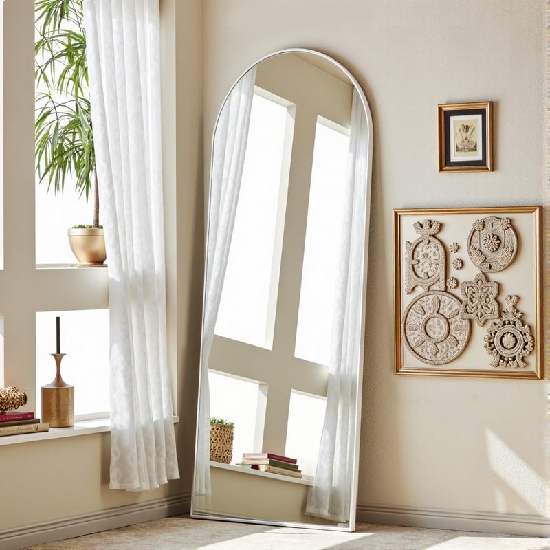 OGCAU Floor Full Length Mirror, 56"x20" Arched Full Body Mirror,