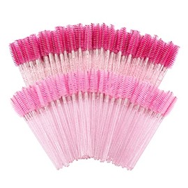 Tbestmax 200 cepillos desechables de pestañas y cejas, color Rosa Púrpura, Aluminio