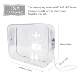 Yuexitech Clear Travel Toiletries Bag – TSA Approved Toiletry Bag, Quart-Size Clear Plastic Pouch Meets Airport Security Liquids Bags Requirements for Carry-On, White