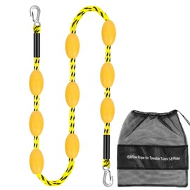 Boat Tow Harness for Tubing, 60ft Boat Tow Rope with Floats Towable Tubes for 1-6 Riders, Stainless Steel Hook at Each End, Idear for Water Sports