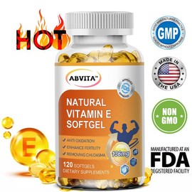 Natural Vitamin E 136mg 60120 softgel D-α-tocopherol high content skin health antioxidant nutritional supplement, 1 pack, 120 tablets / 내츄럴 비타민E 136mg 60120소프트젤 D-α-토코페롤 고함량 피부 건강 항산화 영양제, 1개, 120정