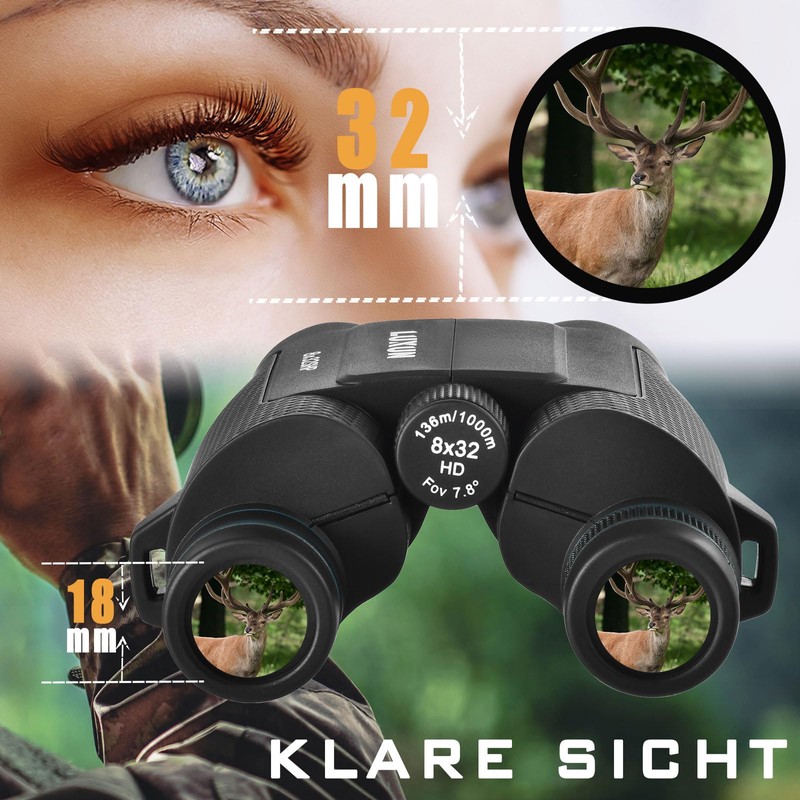 LUXUN 8 x 32 Small Binoculars Adult Compact Binoculars for