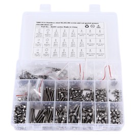 1080Pcs/Set M2 M3 M4 Screw Nut Gasket Kit Stainless Steel Hex Socket Head Cap Fastener Assortment for Cars Trucks Ships