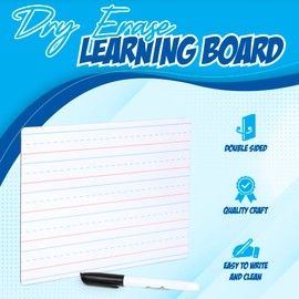 Small White Board- Small Dry Erase Board for Kids, Small Lined whiteboard Dry Erase Lap Board, Double Sided, with Black Dry Erase Marker - 9x12 Inch - Writing Board for Home School, Office