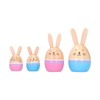Wood Rabbit Family Figures Handcraft Decoration Ornament for Living Room