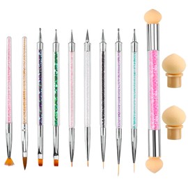 10Pcs Nail Art Brushes, Nail Dotting Tools, Double Ended Nail Art Pens Kit Gel Nails Art Brushes for Gel Nails