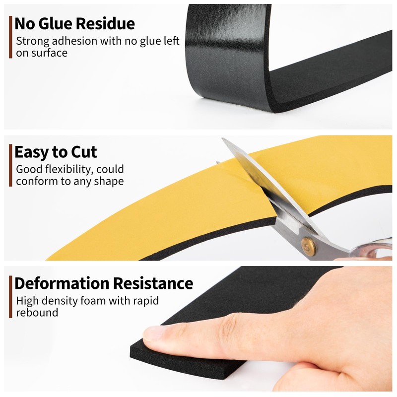 Yotache High Density Adhesive Foam Seal Tape 2 Rolls 2"