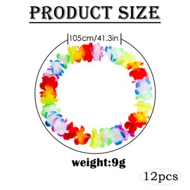 Pack of 12 Hawaii Chains Flowers, Hawaiian Decorative Garlands, Colourful Flower Chains, Hawaiian Party Decorations, Pool Party Decorations, Necklace, Beach Accessories for Adults and Children