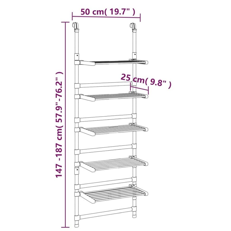 vidaXL 5-Tier Hanging Laundry Drying Rack in Silver - Aluminum