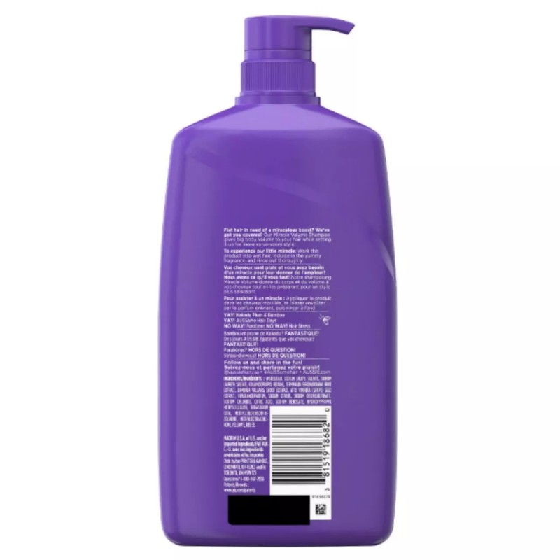 Aussie Miracle Volume Shampoo, Paraben Free, 26.2 fl oz