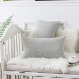 Household Cotton Jersey Knit Toddler Pillowcases, Soft and Breathable Travel Pillow Cases with Envelope Closure, for Boys and Girls, 13" x 18" 2 Pack (Grey)