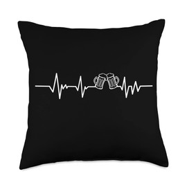 Beer T-Shirt Funny Novelty Heartbeat Craft Beer Brewing Throw Pillow