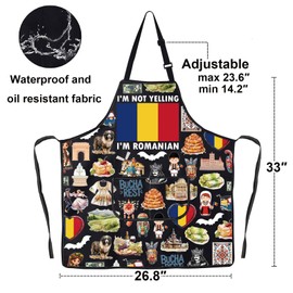 MYSOMY Romanian Kitchen Apron Romania Gift Romanian Themed Gifts Romanian Flag Apron Romanian Proud Gift (Romanian ap3)