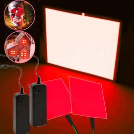Ourbest El Sheet Panel Light - 2Pcs 10 x 10cm DIY Electroluminescent Cuttable Mask Eye Lighting DIY Cosplay Party Decoration Continuous/Strobe (Red)