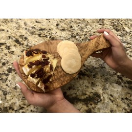 Original Olive Wood Cutting Board with Handle. Made of Mediterranean Olive Wood. Handcrafted. 11in Long.