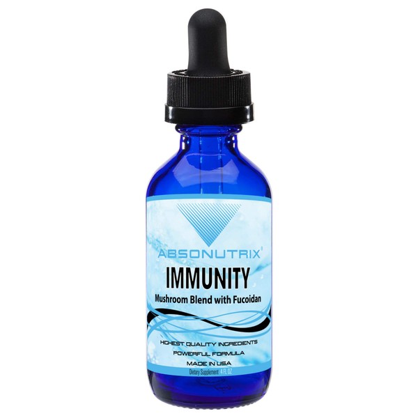 Absonutrix Immunity Mushroom Blend with Fucoidan - 4 FL Oz - 120 Servings All Natural Ingredients Made in USA