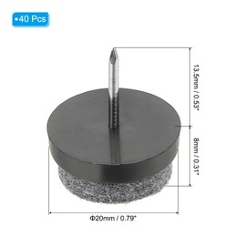 PATIKIL 0.79" Screw-on Furniture Felt Pad, 40 Pcs Nail on Chair Leg Floor Protectors Glide Round Slider Screw-in for Chair Table Furniture, Black