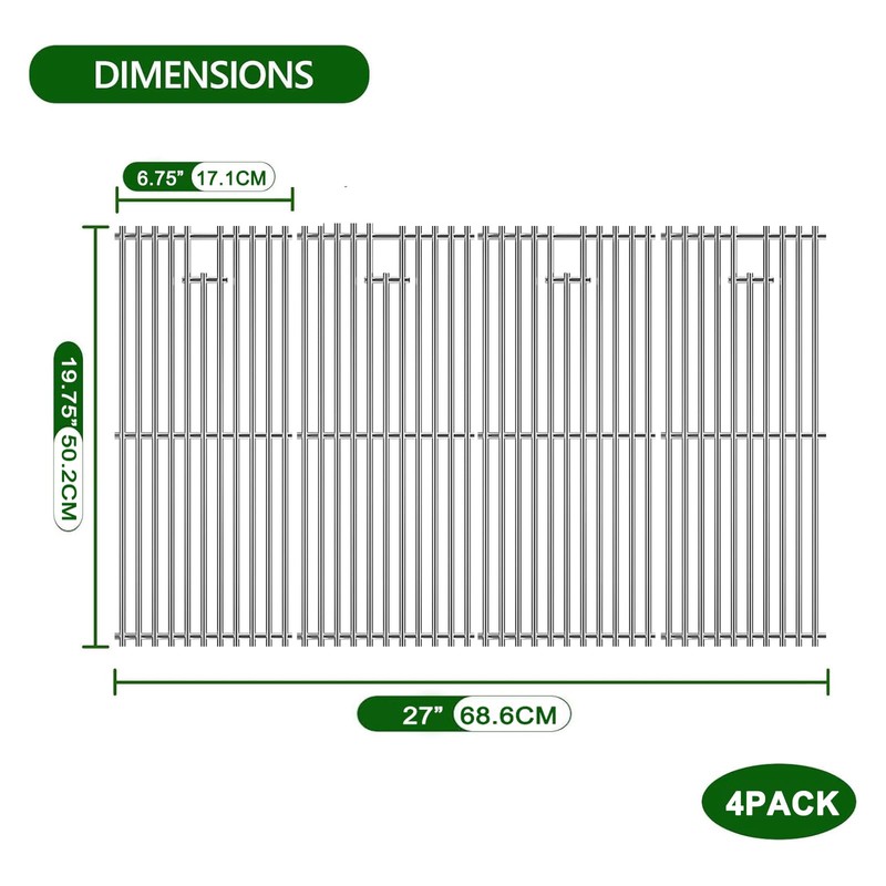 LOCVCDA 19 3/4" Stainless Steel Cooking Grates Replacement for Chargriller