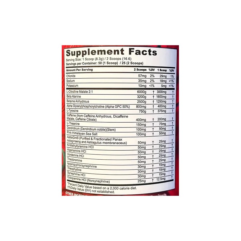 Pre Entreno Panda Supplements Rampage 50 Servicios Sabor Blue Venom