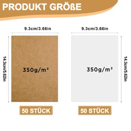 Blank Cards Postcards, Pack of 100, A6 Kraft Paper, 14.3 x 9.3 cm, Index Cards, Paper Cards, Kraft Paper Cards for Designing for DIY Greeting Cards, Invitations, Wedding Cards