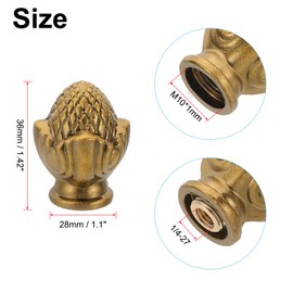 PATIKIL 36 x 28mm Lamp Finials Caps Knob, 2 Set Solid Lamp Shade Top Decoration Screw Cap Nuts with Brass Reducing Adapter for Table Lamps Floor Lamps, Gold Bronze