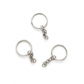Juego de 100 Piezas Llaveros con Cadena, Llaveros de Metal, Aros Para Llavero, Herraje, Argolla 5.5 Cm x 2.5 Cm
