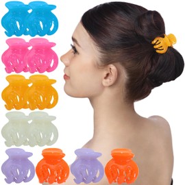 RC ROCHE ORNAMENT 12 Pcs Womens Octopus Claws Jaw Pumpkin Hair Clips Interlocking Teeth Strong Hold No Slip Grip Quality Clutcher Clamp Classic Beauty Fashion Accessory, Small Jelly Candy Multicolor