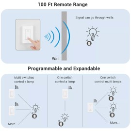 DEWENWILS Wireless Remote Control Wall Light Switch for Ceiling Lights 30M Range