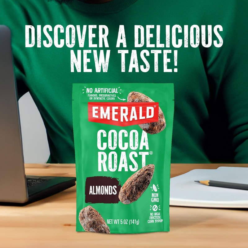 Emerald Nuts Cocoa Roast Almonds (1-Pack), 5 Oz Resealable Bag,