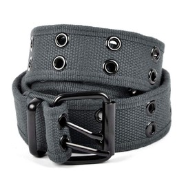 boxed-gifts Solid Color Military and Casual Canvas Belt, Double Grommet Unisex Belt for Men and Women - Charcoal